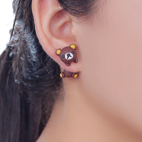 3D Printing Earrings - Handmade 3D Brown Bear Polymer Clay