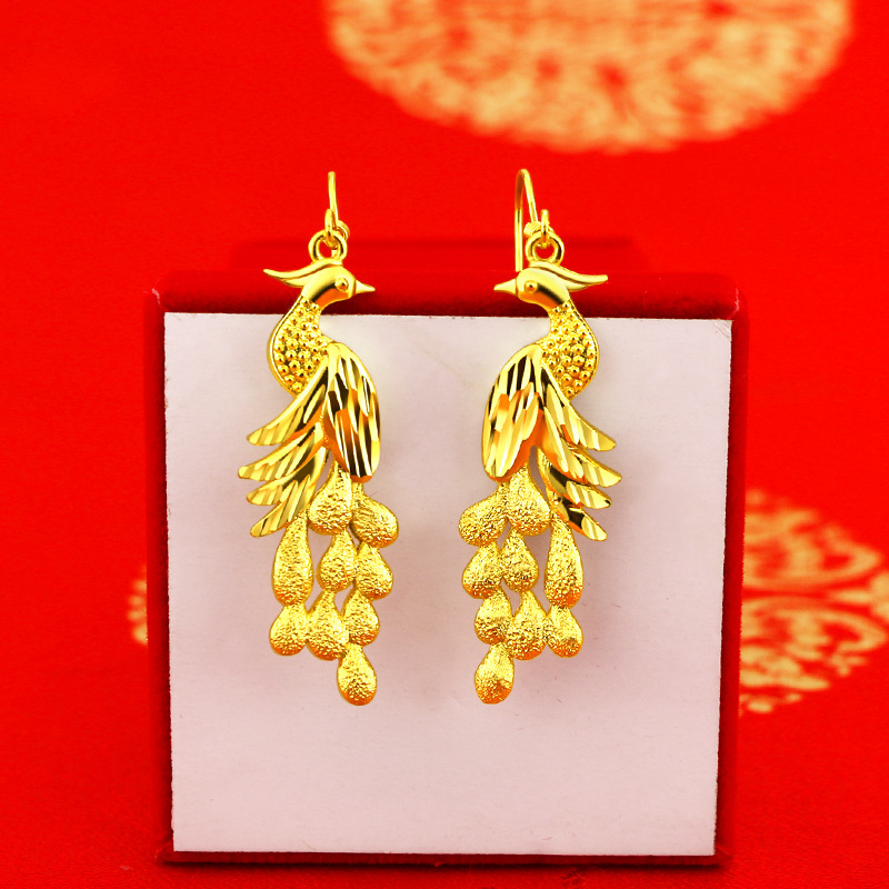 3D Printing Earrings - Fashion 14K Yellow Gold Color Phoenix