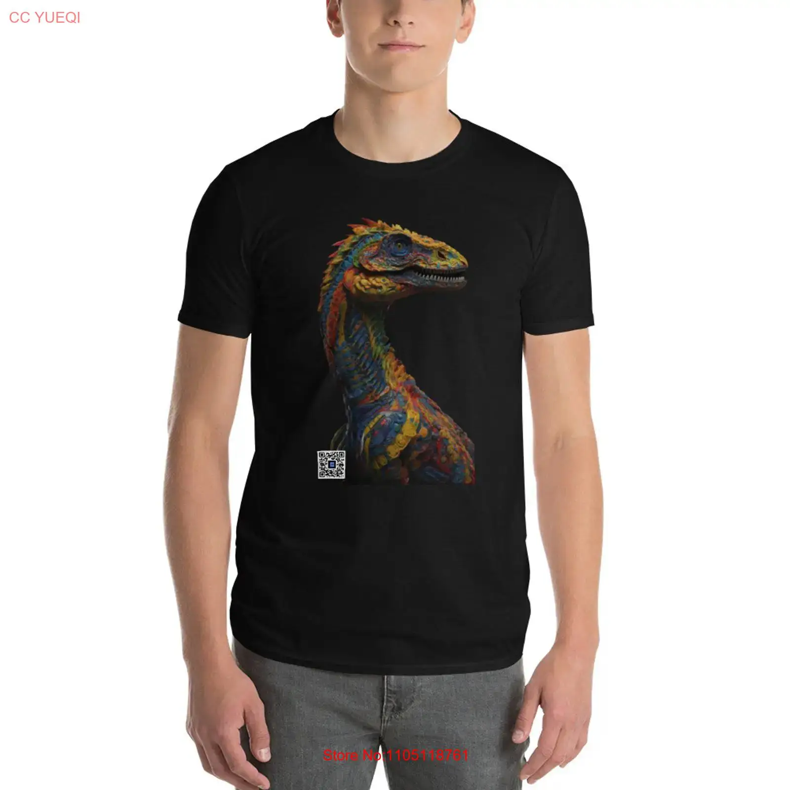 3D Printing Qr Codes - Dinosaur T Shirt smartphone camera scannable
