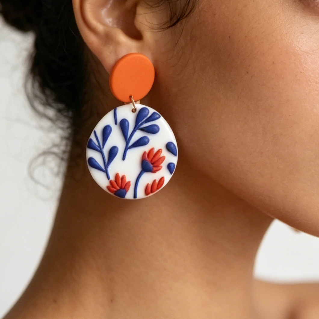 3D Printing Earrings - Artsy Folk Art Flower Polymer Clay