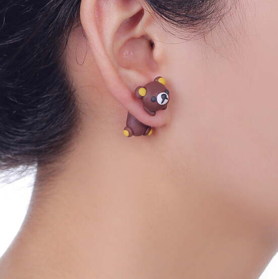 Handmade 3D Brown Bear Polymer - đánh giá và giá 3D Printing Earrings