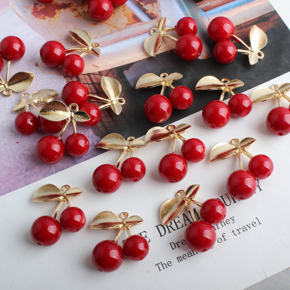 10Pcs 3D Alloy Cute Red Cherry - đánh giá và giá 3D Printing Earrings