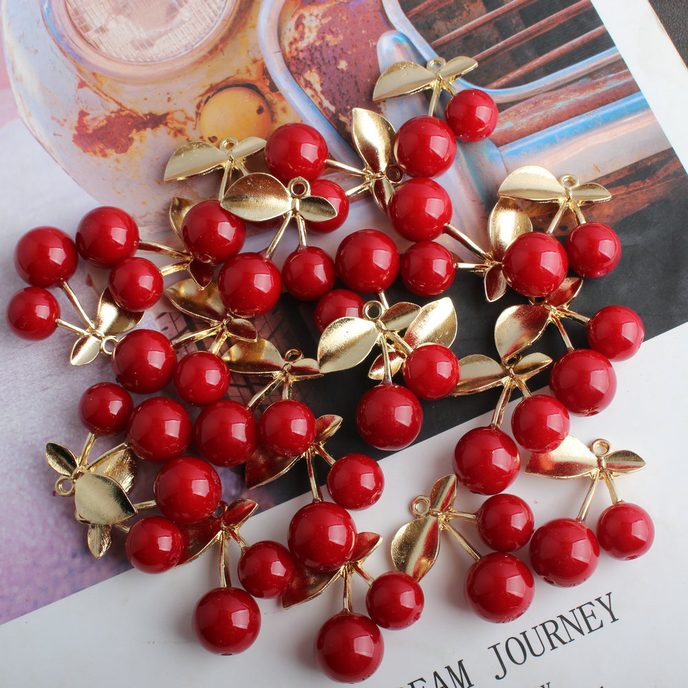 10Pcs 3D Alloy Cute Red Cherry - đánh giá và giá 3D Printing Earrings