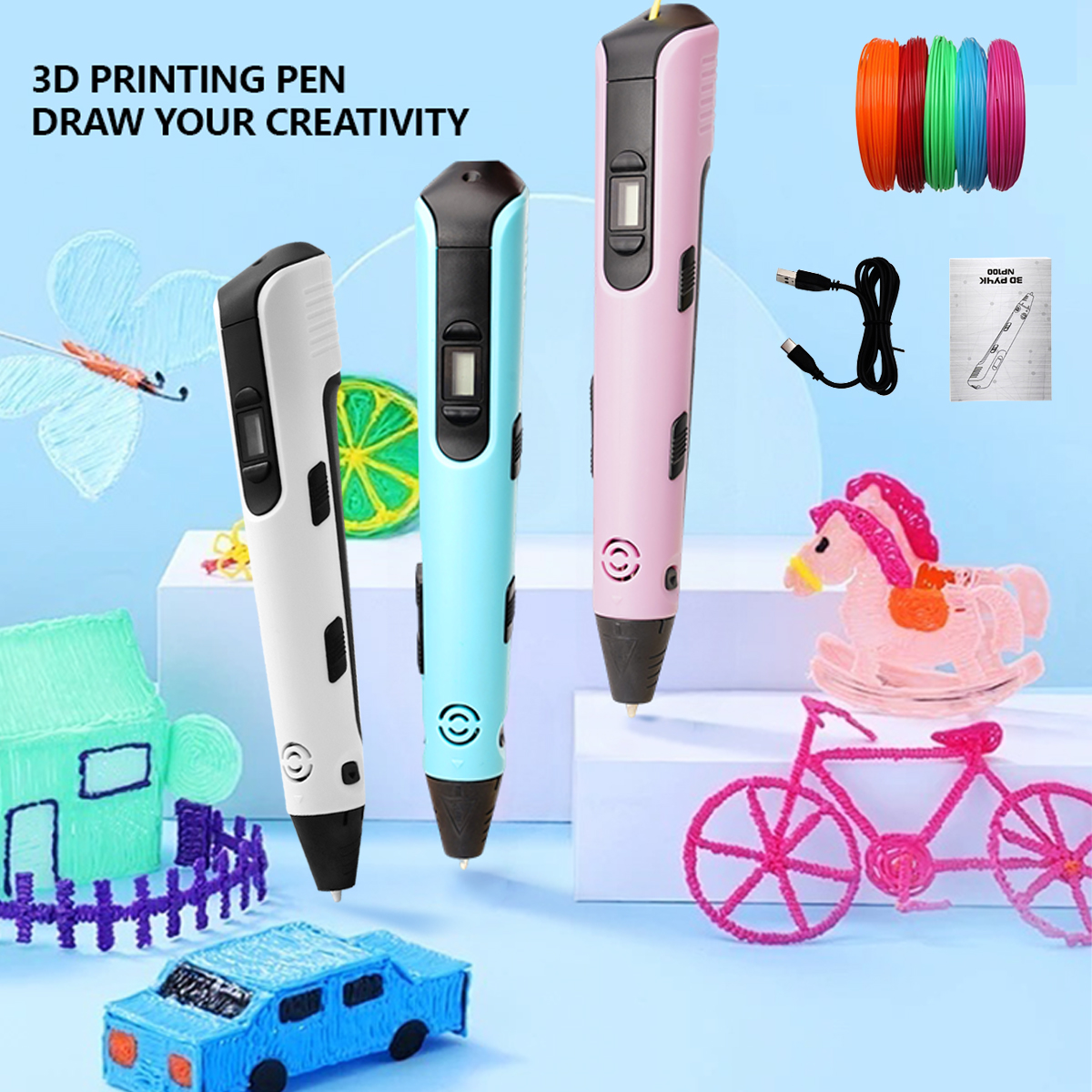 Upgraded 3D Printing Pen 9 Met - đánh giá và giá Carbon Fiber Filament