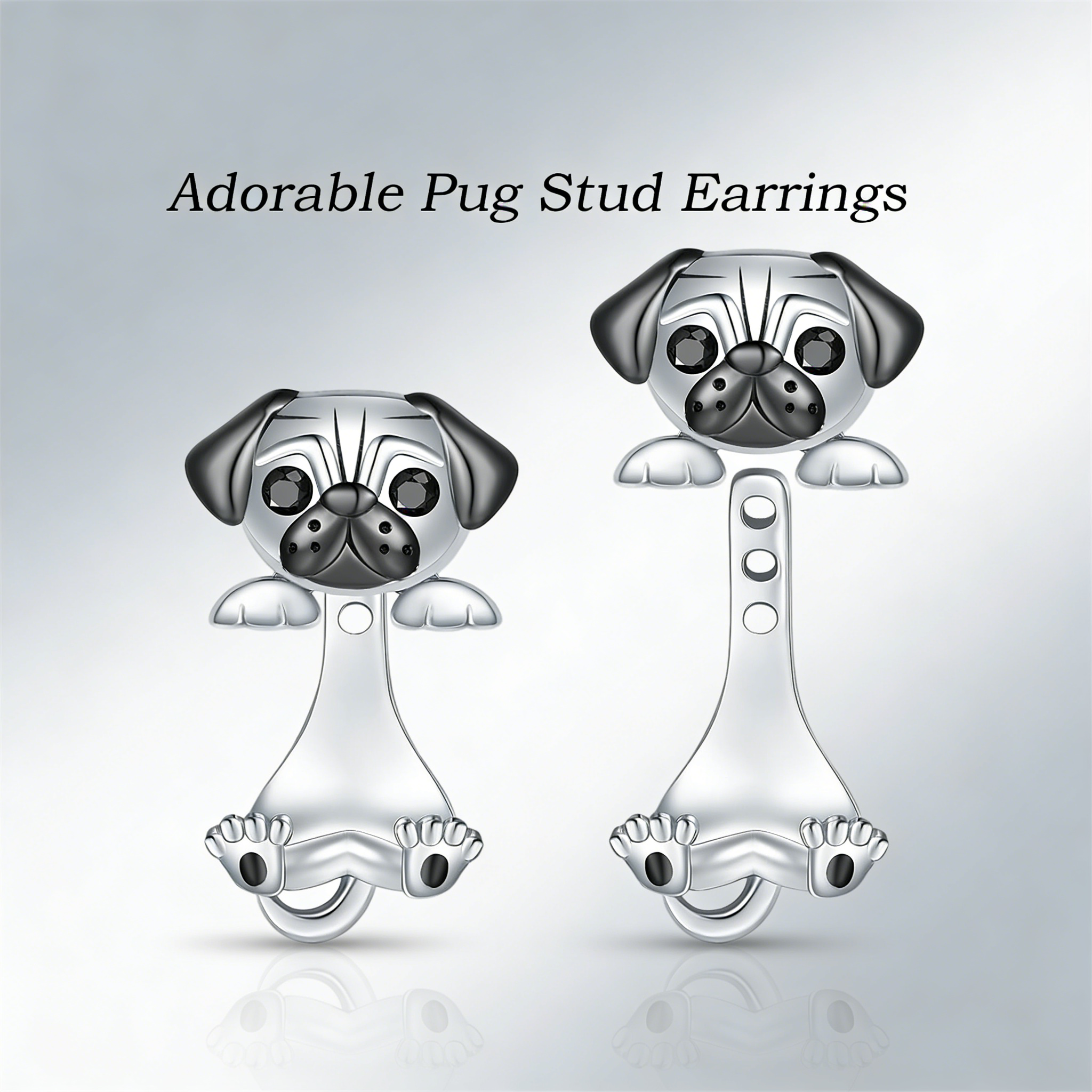 Silvery Zinc Alloy Cute Pug Ea - đánh giá và giá 3D Printing Earrings