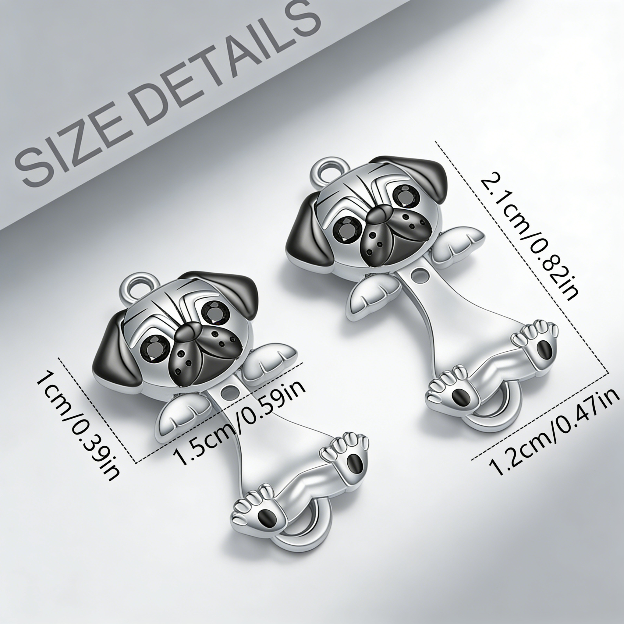 Silvery Zinc Alloy Cute Pug Ea - đánh giá và giá 3D Printing Earrings